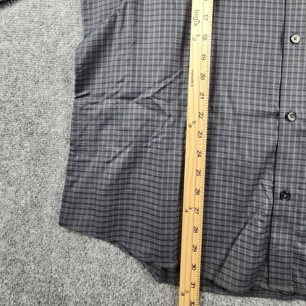 Calvin Klein Mens XL Grey Black Check‎ Cotton Long Sleeve Button Down Shirt - Picture 3 of 7